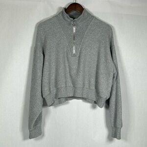 Victoria's Secret Gray Half Zip Cropped Sweatshirt